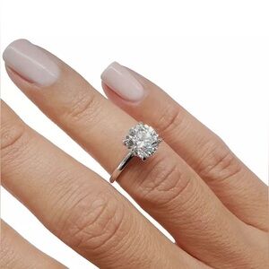 2.00 Ct Round Cut VVS1/D GRA Moissanite Solitaire Engagement Ring 14k White Gold